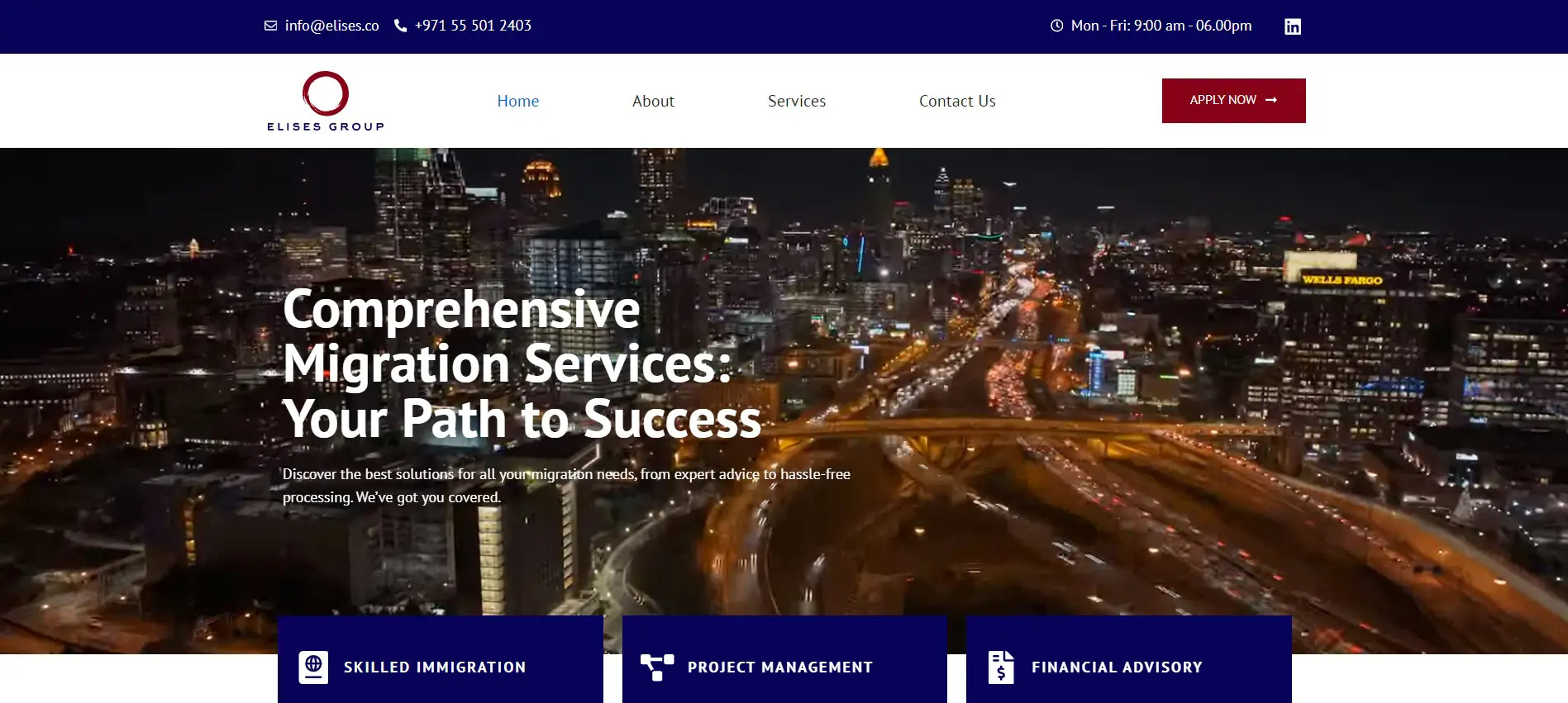 Elises website home page